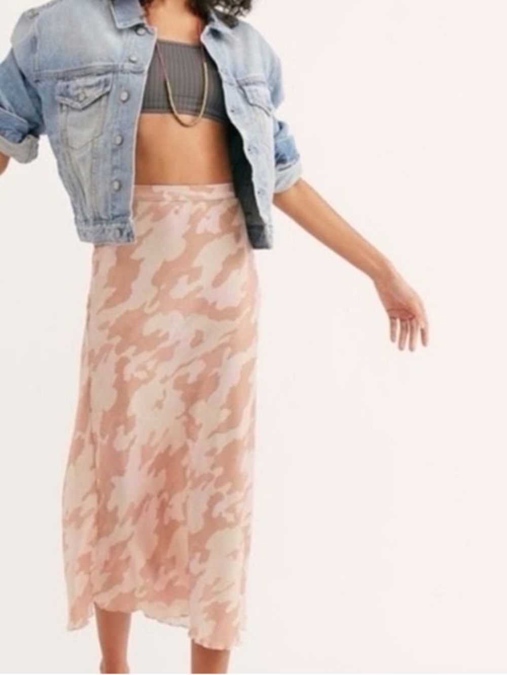 Free people Kendall satin camp midi skirt